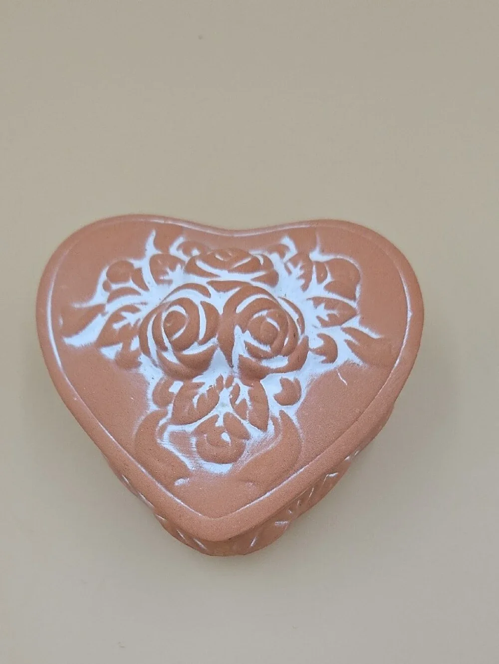 Heart-Shaped Trinket Box with White Floral Accents
